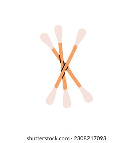 Cotton ear swab, ear sticks icon. Makeup and beauty tools silhouette. Vector illustration.