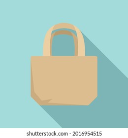 Cotton eco bag icon flat vector. Fabric handle.