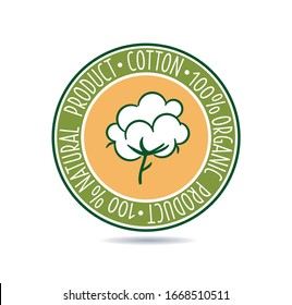 Cotton emblem. Certificate of guarantee of organic product. Cotton icon to distinguish fabrics.