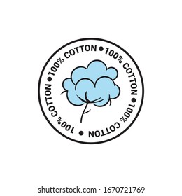 Cotton emblem. Certificate of guarantee of organic product. Cotton icon to distinguish fabrics.