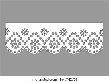 cotton eyelet lace hand drawn Set of seamless lattice borders. Ten white lace ribbons isolated on white background. Vector illustration cut out  pattern
