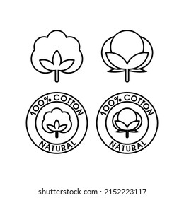 Cotton flat vector icon. 100% cotton sign
