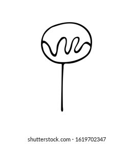 Cotton flower. Black and white doodle style illustration. High-quality eco-friendly product for sewing clothes