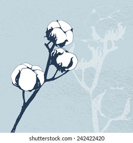 cotton flower brunch vector illustration