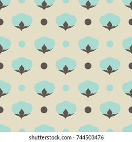Cotton flower floral seamless pattern background.