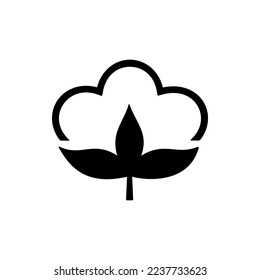 Cotton Flower Icon or Best Cotton Flower Icon vector on white background. Black Cotton Flower Icon, Cotton Flower Icon, Ball, Fiber Vector Art Illustration. Cottons Flowers Liner symbol.