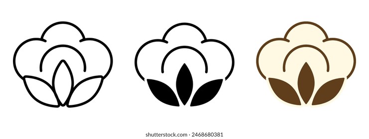 Cotton flower icon. Organic fabric color sticker.