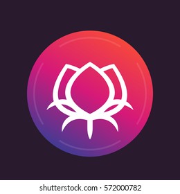 cotton flower icon, round pictogram