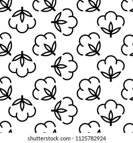 Cotton Flower Icon Seamless Pattern, Cotton Ball, Cotton Fiber Seamless Pattern Vector Art Illustration