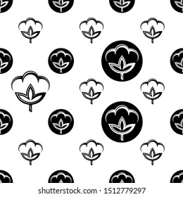 Cotton Flower Icon Seamless Pattern, Cotton Ball, Cotton Fiber Seamless Pattern Vector Art Illustration