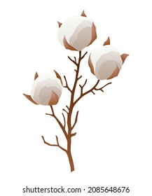 Cotton flower icon. Soft white plant for production of organic fabric. Cartoon eco friendly and organic symbol