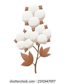 Cotton flower icon. Soft white plant for production of organic fabric. Cartoon eco friendly and organic symbol