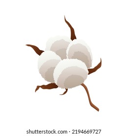 Cotton flower icon. Soft white plant for production of organic fabric. Cartoon eco friendly and organic symbol