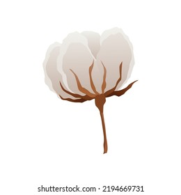 Cotton flower icon. Soft white plant for production of organic fabric. Cartoon eco friendly and organic symbol