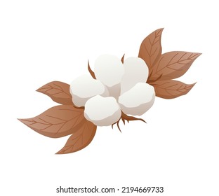 Cotton flower icon. Soft white plant for production of organic fabric. Cartoon eco friendly and organic symbol