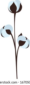 Flor de algodón, ilustración, vector sobre fondo blanco.
