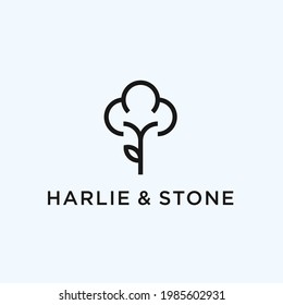 cotton flower logo design vector illustration
