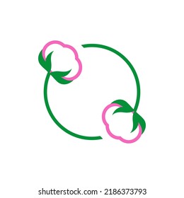 Cotton flower logo. Vector illustration. Isolated drawing and clipart on white background.