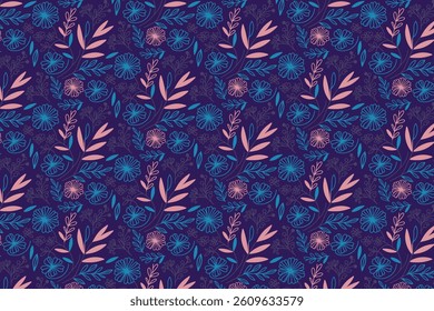 cotton flower and rose sketch pattern with minimal outline design in seamless repeat for fabric wallpaper and tabletop use

