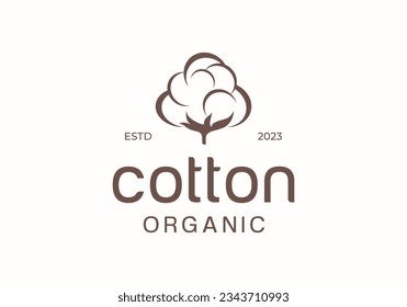 cotton flower silhouette logo design illustration