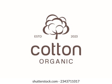 cotton flower silhouette logo design illustration