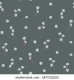Cotton flower simple childish vector seamless pattern for kids - for fabric, wrapping, textile, wallpaper, background.