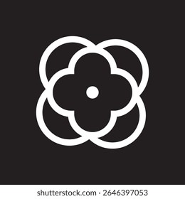 Cotton Flower Symbol, Circular Design, Modern Icon, Simple Graphic, Elegant Minimalist Style