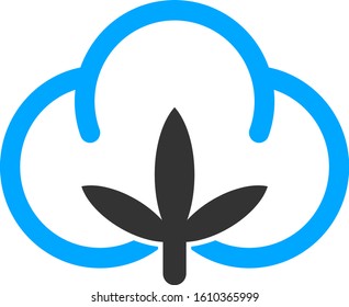 Cotton flower vector icon. Flat Cotton flower symbol is isolated on a white background.