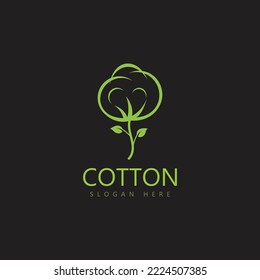 diseño del logotipo del icono del vector de flores de algodón