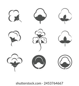 Cotton flower vector icon template symbol nature