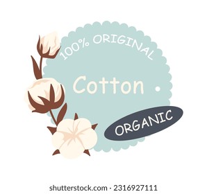 Cotton Flowers With Banner Vector Illustration