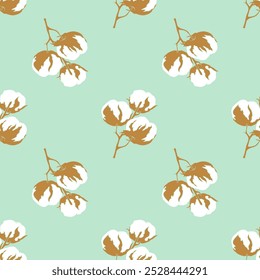 Cajas de flores de algodón sobre fondo de menta, patrón para Fondo de pantalla, embalaje, textura de la superficie, textil.