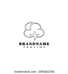 cotton flowers logo cartoon icon design template black modern isolated vector illustration
