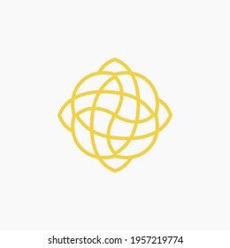 Cotton flowers made of thin overlapping lines. Beautiful and unique logo. Suitable for logo beauty products, such as cosmetics, salons, spas, body care, etc.
