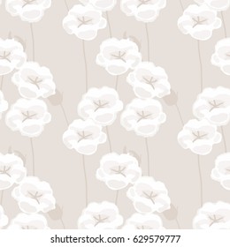 Cotton flowers pattern. Seamless texture for wrapping, paper, textile.