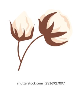 Ilustración del vector de vástagos de las flores de algodón