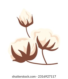 Ilustración del vector de vástagos de las flores de algodón