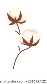 Ilustración del vector de vástagos de las flores de algodón