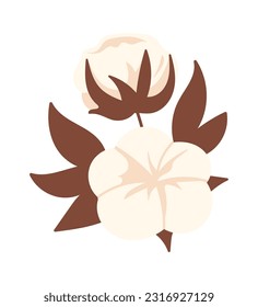 Ilustración del vector de vástagos de las flores de algodón