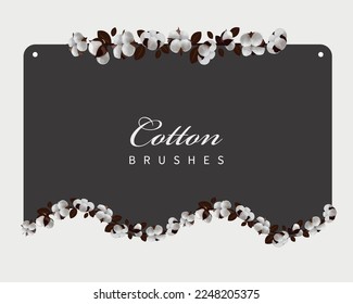 Algodón con un marco y un lugar para el texto. Pinceles de algodón. Ilustración vectorial. Ideal para diferentes orígenes.
