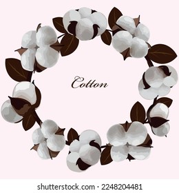 Cotton with a frame and place for text. White cotton buds. Vector illustration. Great for different backgrounds.