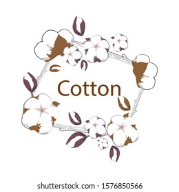 The cotton frame. Space for text. Vector image Ecology.