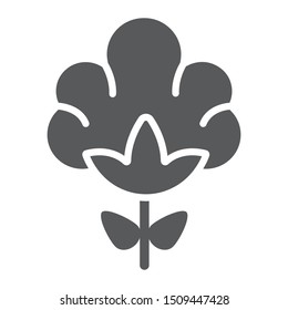 Cotton glyph icon, natural and plant, textile material sign, vector graphics, a solid pattern on a white background, eps 10.
