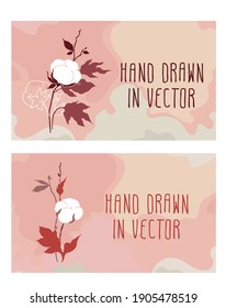 Cotton grass for elegant invitation, wedding card design, botanical design, greeting cards, posters, stickers and seasonal design. The label is removed.