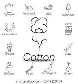 cotton hand draw icon. Element of farming illustration icons. Signs and symbols can be used for web, logo, mobile app, UI, UX
