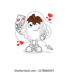 the cotton hold love letter illustration. character vector