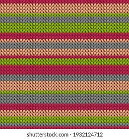 Cotton horizontal stripes christmas knit geometric vector seamless. Jumper knitting pattern imitation. Classic warm seamless knitted pattern. Abstract xmas wallpaper.