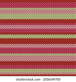Cotton horizontal stripes knitting texture geometric seamless pattern. Plaid knit tricot  fabric print. Nordic style seamless knitted pattern. Handicraft backdrop.