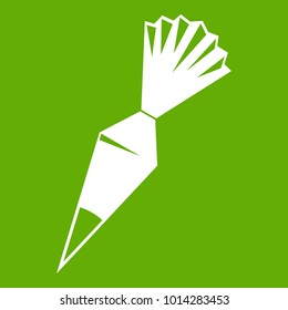 Cotton icing bag icon white isolated on green background. Vector illustration