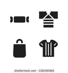 cotton icon. 4 cotton vector icons set. shirt, sport shirt and bag icons for web and design about cotton theme